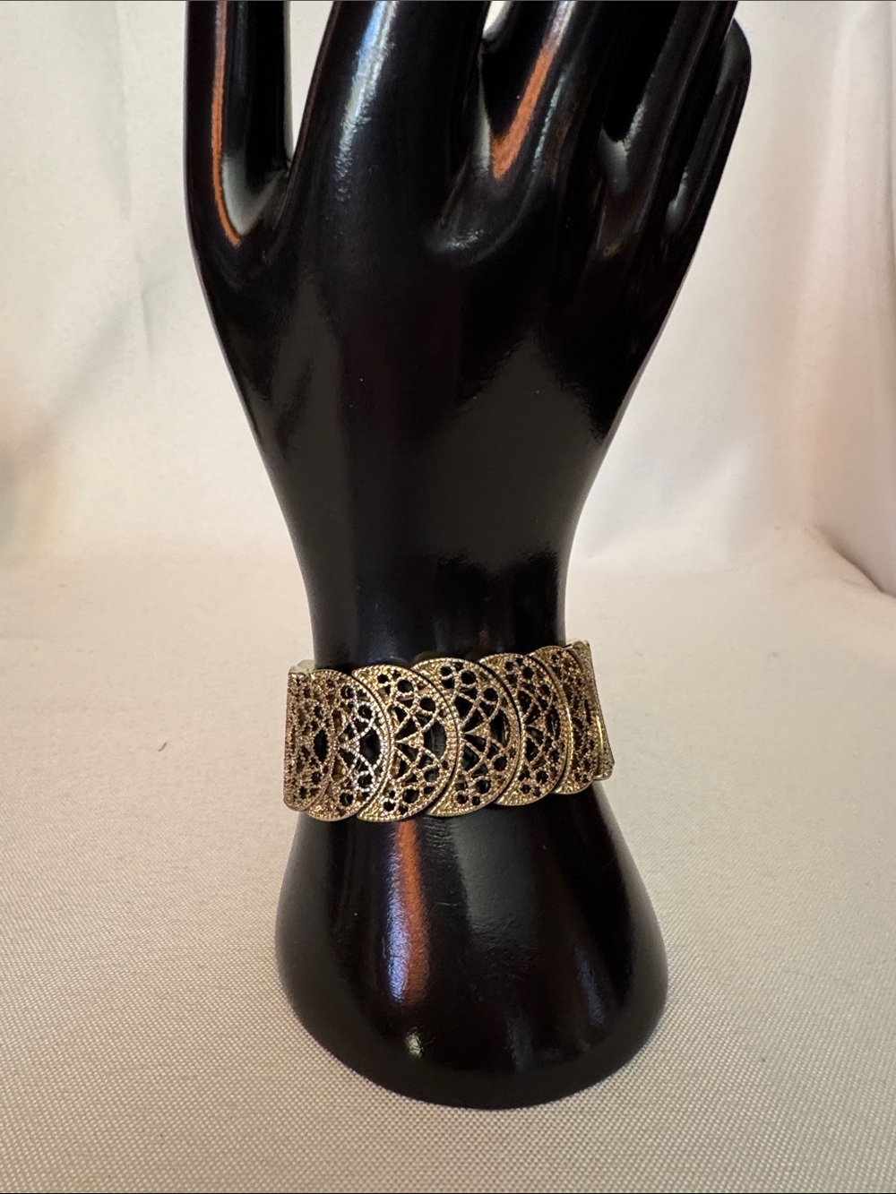 Gold Filigree Wide Cuff Bracelet